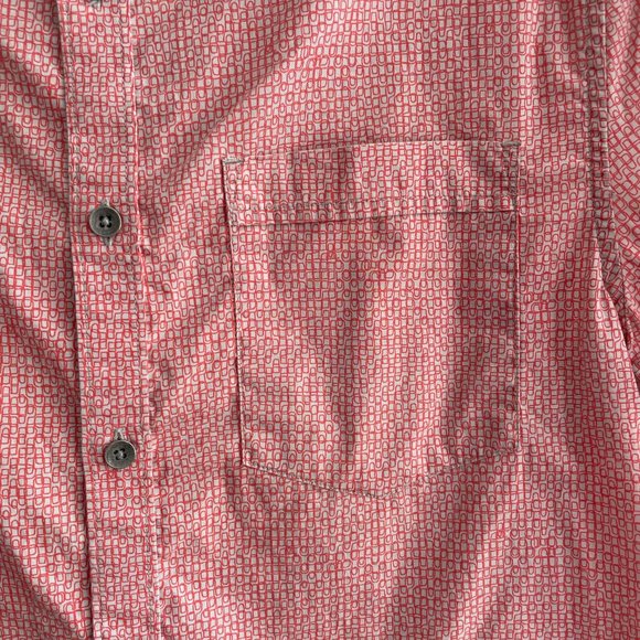 Kenneth Cole Reaction Mens S Short Sleeve Pink Patterned Button Down - Picture 2 of 4